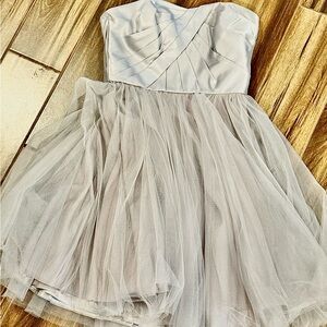 White House Black Market Gray Strapless Dress